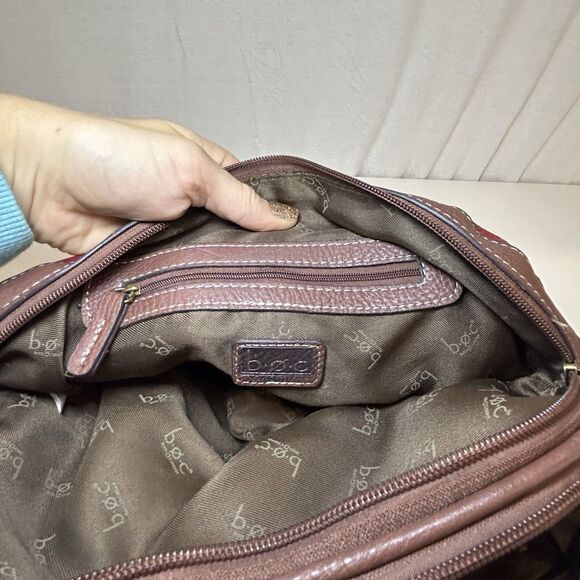 B.O.C. Born Concept Shoulder Bag Purse Red Brown Double Strap USB Charger - Picture 10 of 11